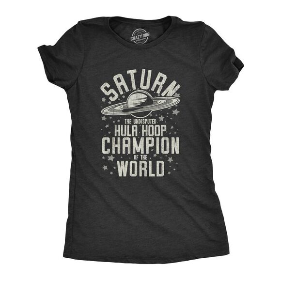 Womens Saturn Hula Hoop Champion T Shirt Funny Outer Space Saturns Rings Joke - Picture 1 of 4